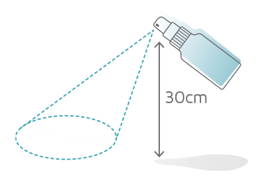 Instruction - Apply the spray roughly 30 cm from the textile